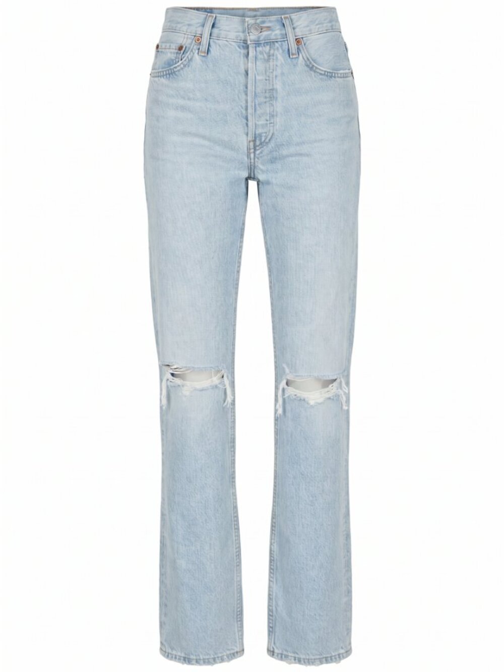 RE/DONE High Rise Loose Straight Jeans 24 Bleach Destroy 188-3WHRL - Picture 2 of 15